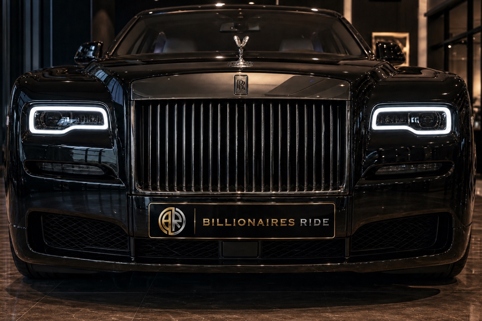 A black Rolls-Royce at the private Billionaires Ride showroom in Bengaluru